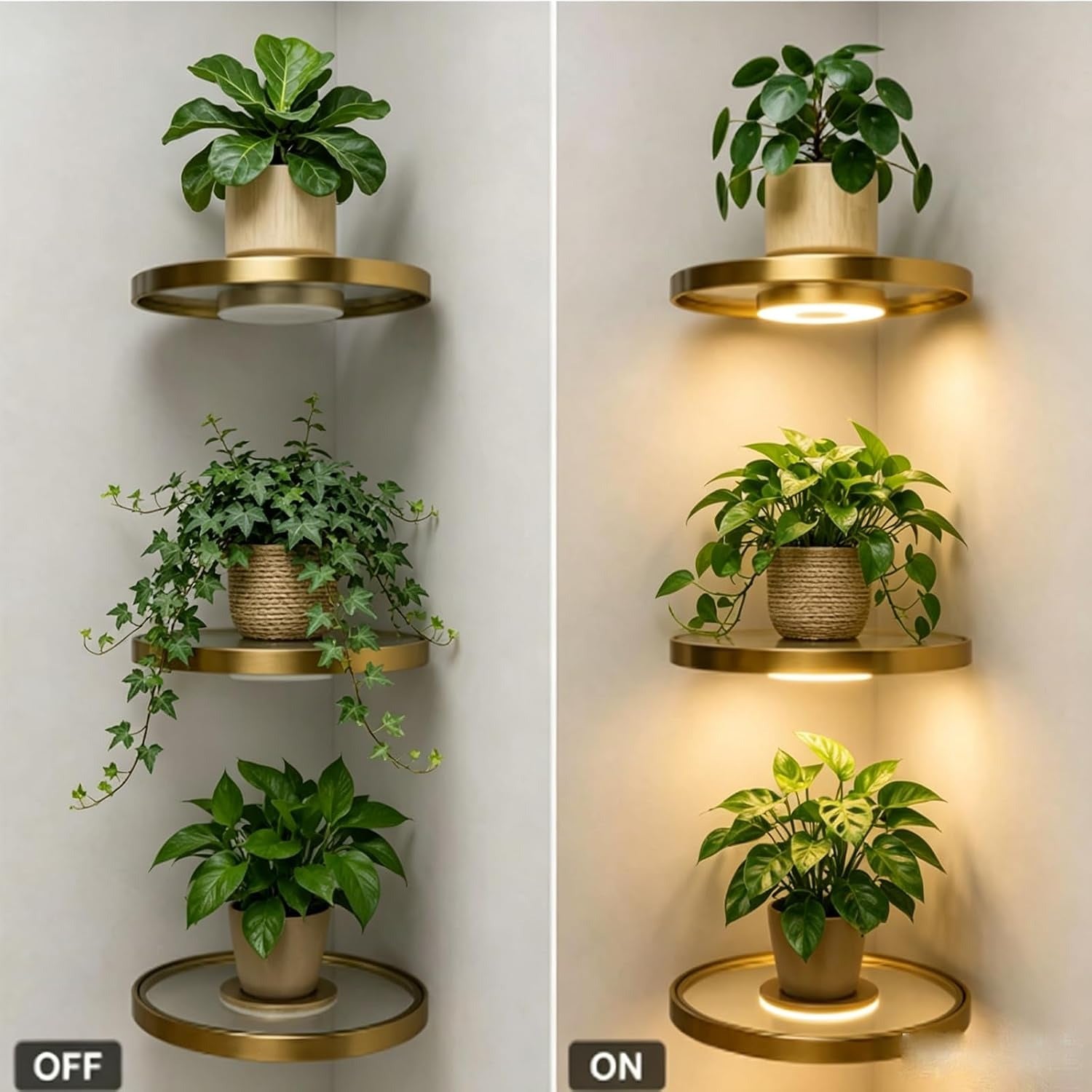 Johdoton LED-Hylly - cordless led shelf light off on